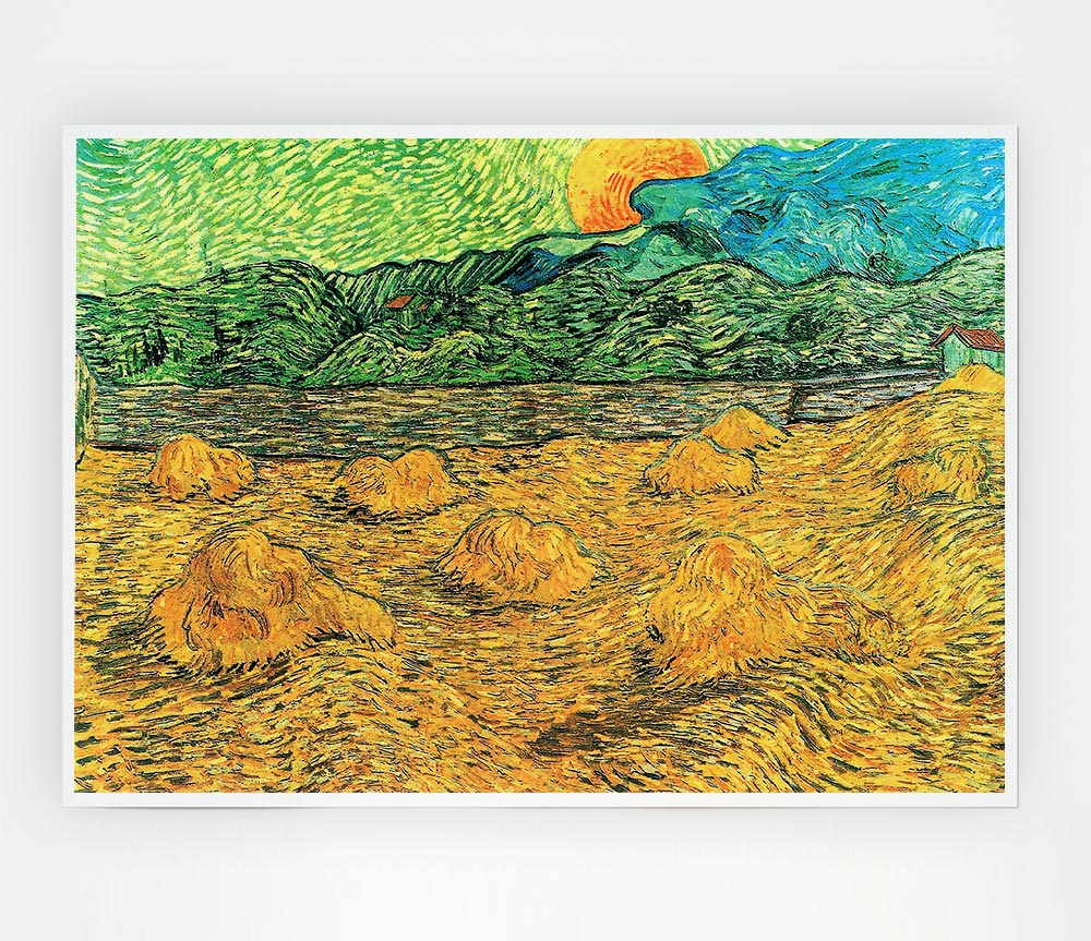 Van Gogh Evening Landscape At Moonrise Print Poster Wall Art