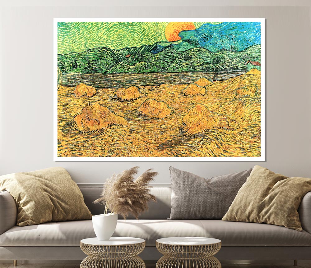 Van Gogh Evening Landscape At Moonrise Print Poster Wall Art