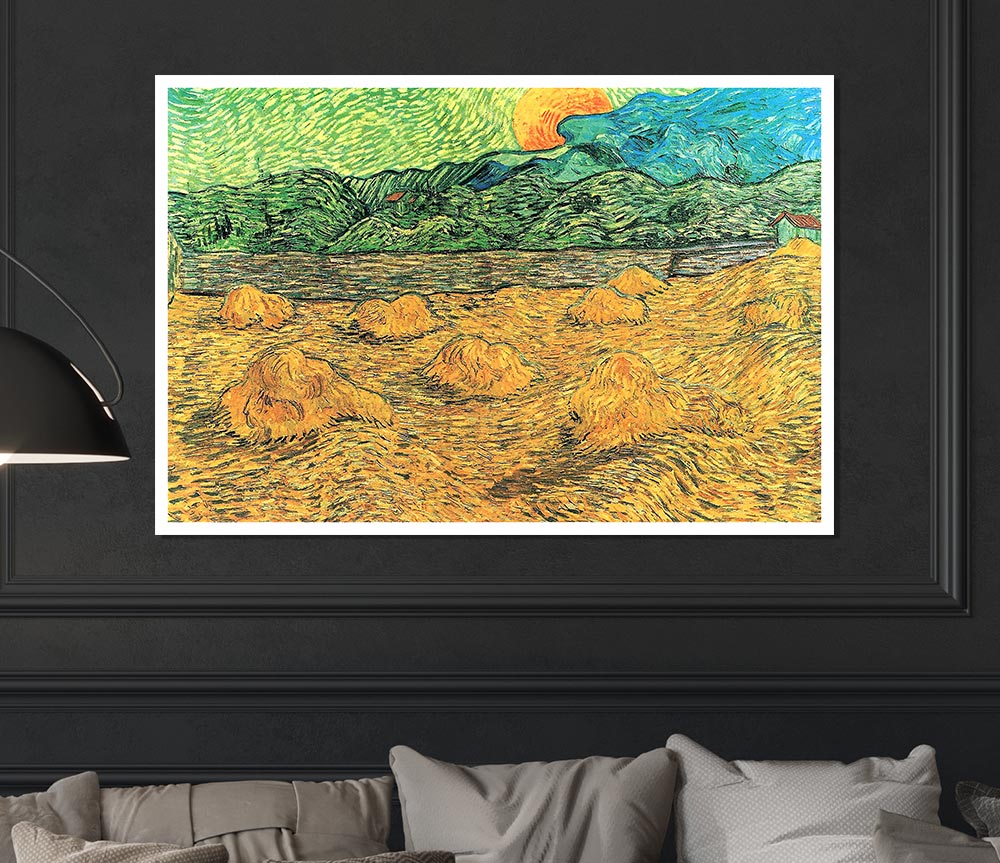 Van Gogh Evening Landscape At Moonrise Print Poster Wall Art