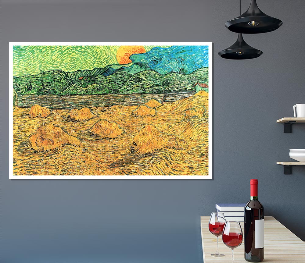 Van Gogh Evening Landscape At Moonrise Print Poster Wall Art