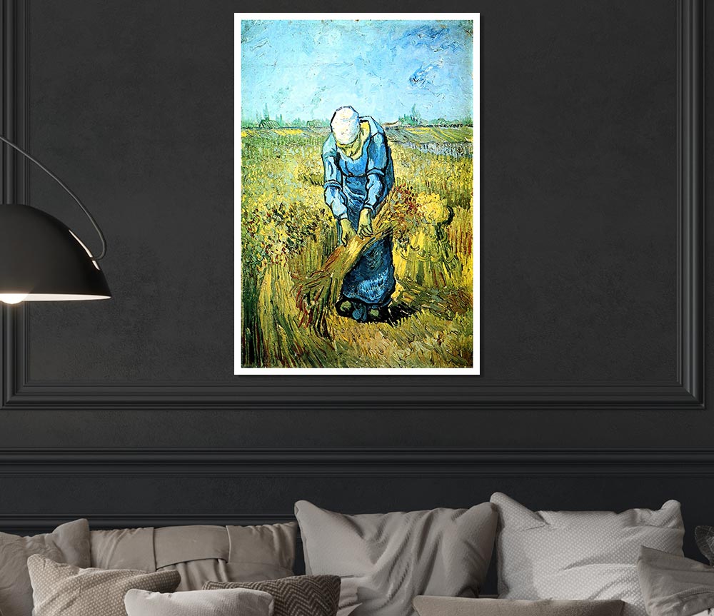 Van Gogh Farm Worker Print Poster Wall Art