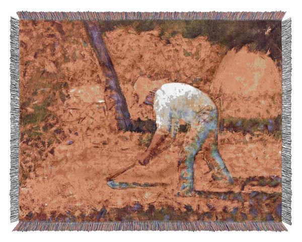 Seurat Farmer With Hoe Woven Blanket