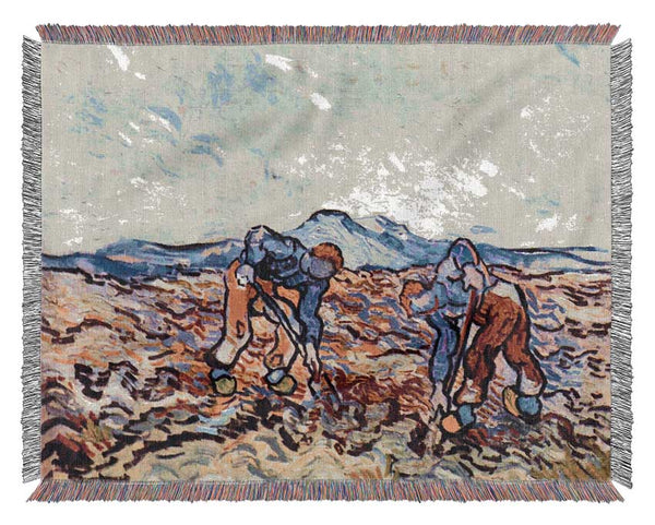 Van Gogh Farmers At Work Woven Blanket