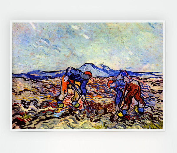 Van Gogh Farmers At Work Print Poster Wall Art