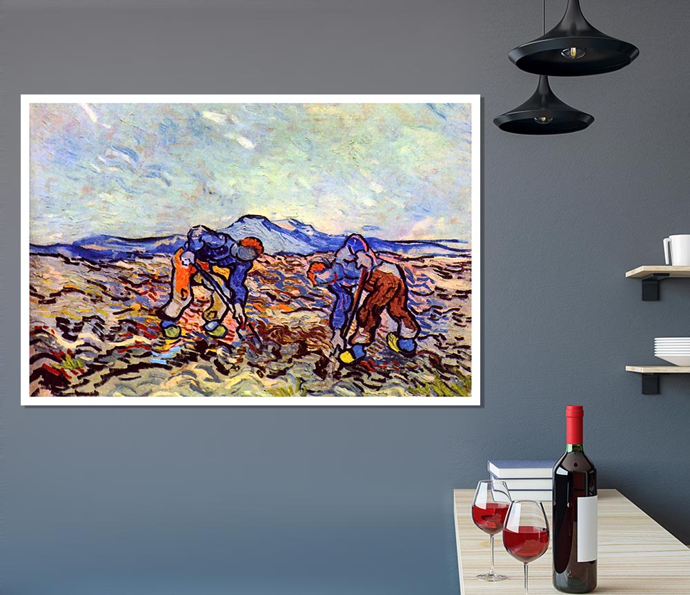 Van Gogh Farmers At Work Print Poster Wall Art