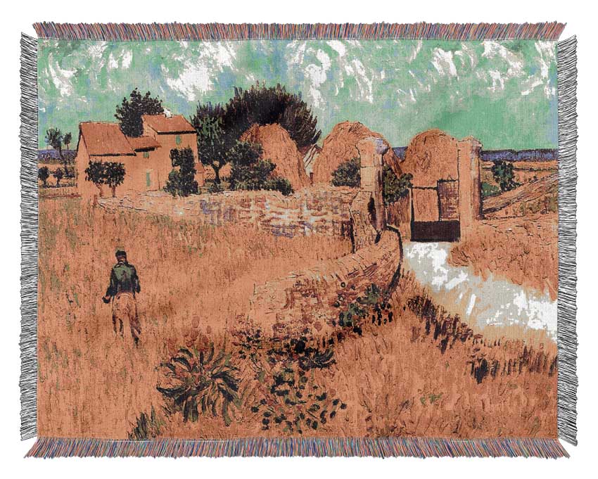 Van Gogh Farmhouse In Provence 1 Woven Blanket