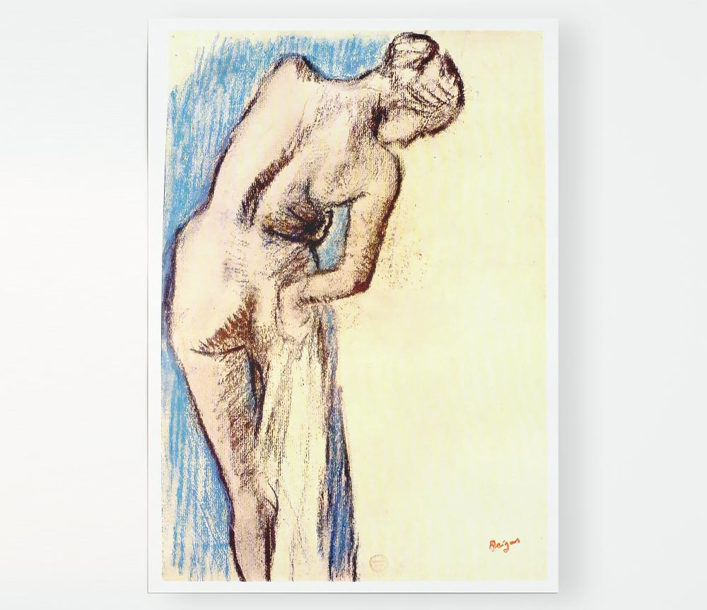 Degas Female After The Bath Print Poster Wall Art