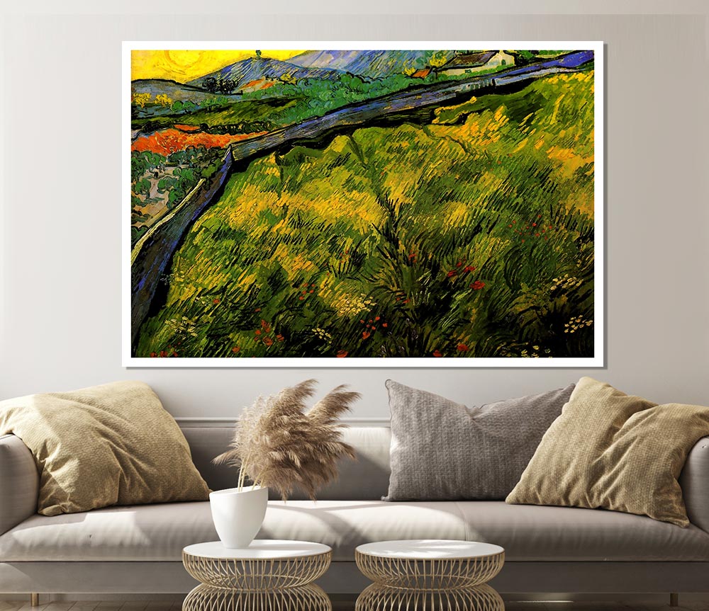 Van Gogh Field Of Spring Wheat At Sunrise Print Poster Wall Art