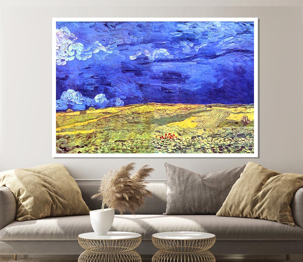 Van Gogh Field Under Storm Heaven Print Poster Wall Art