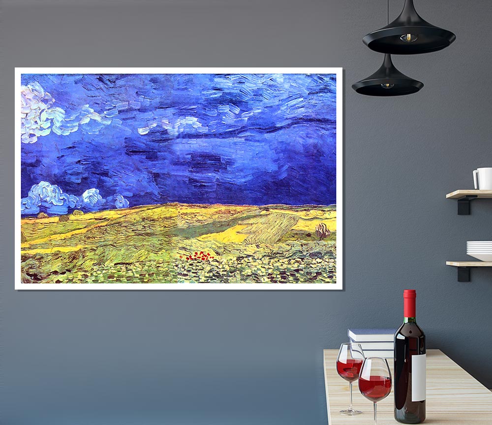 Van Gogh Field Under Storm Heaven Print Poster Wall Art