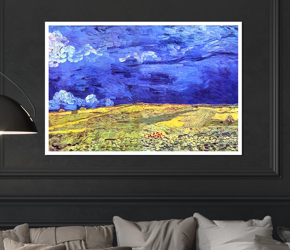 Van Gogh Field Under Storm Heaven Print Poster Wall Art