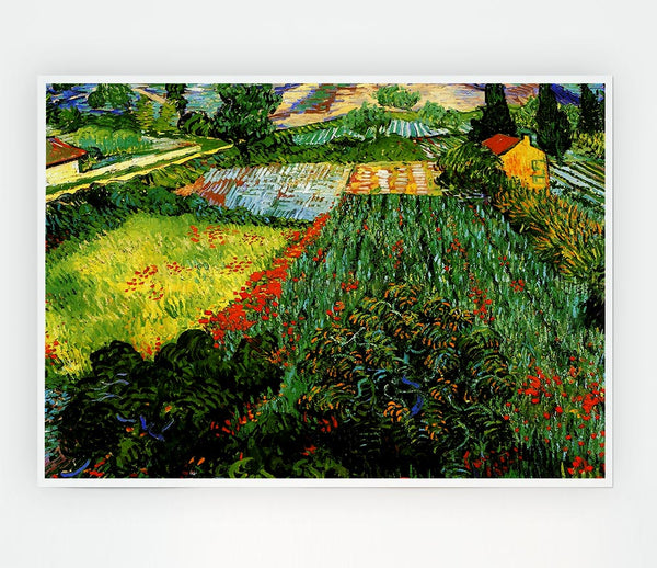 Van Gogh Field With Poppies Print Poster Wall Art