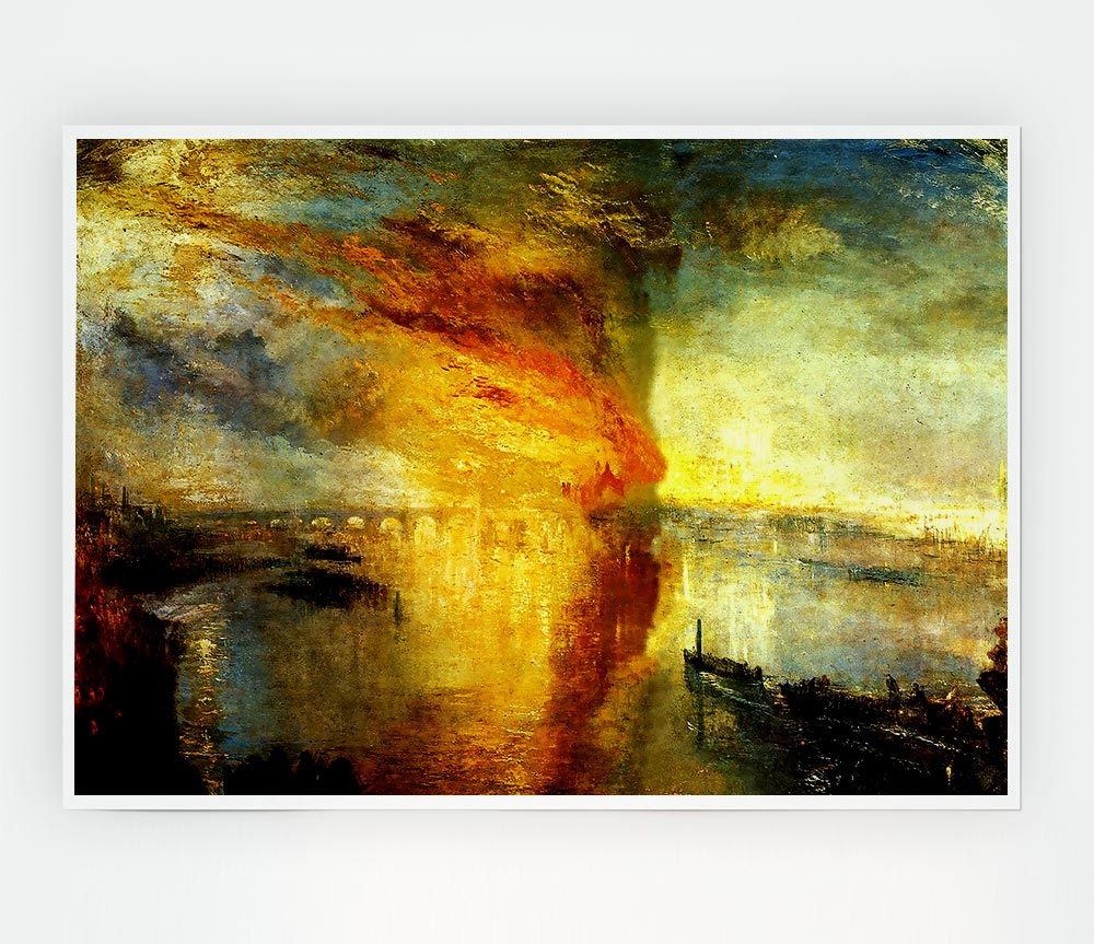 Joseph Mallord Turner Fire At The Parliament Building In 1834 Print Poster Wall Art