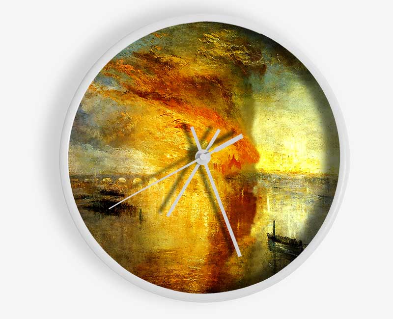 Joseph Mallord Turner Fire At The Parliament Building In 1834 Clock - Wallart-Direct UK