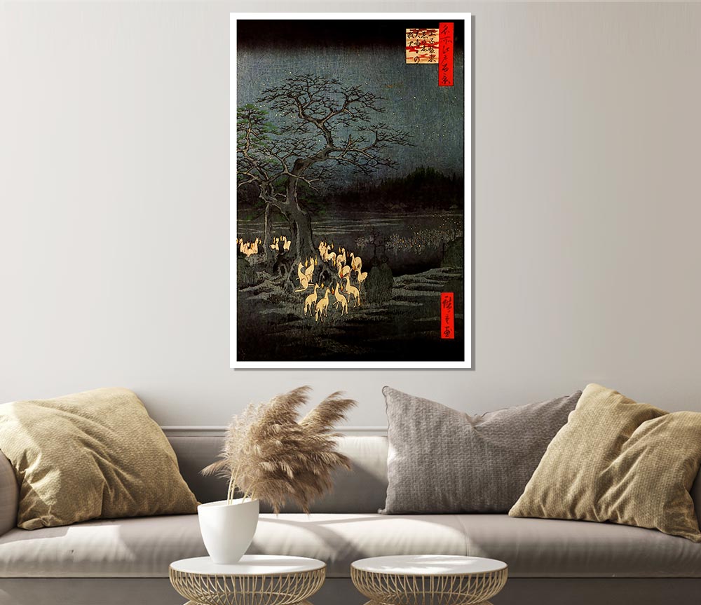 Hiroshige Fire Foxes Print Poster Wall Art