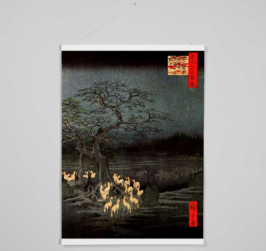 Hiroshige Fire Foxes Hanging Poster - Wallart-Direct UK