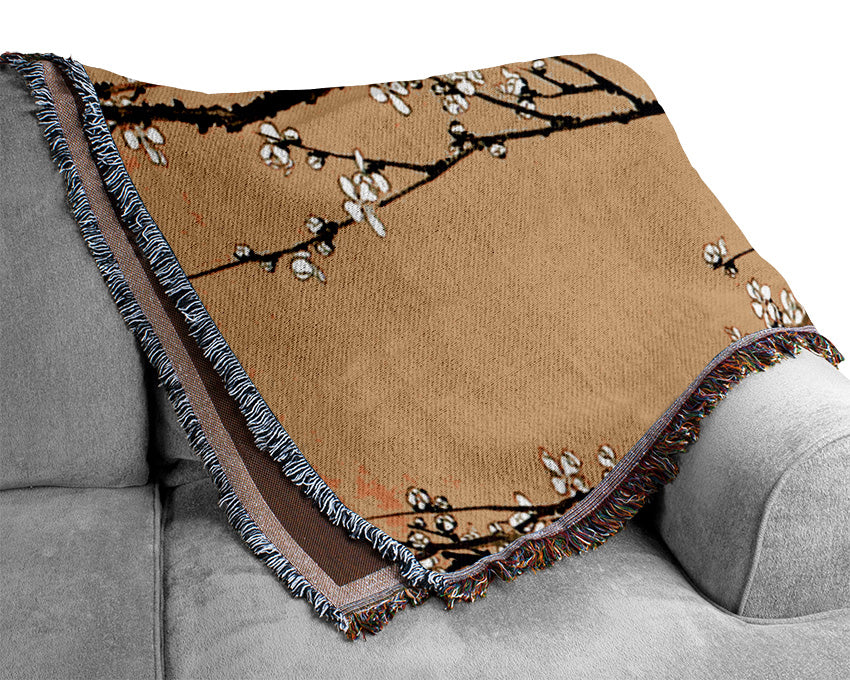 Hokusai Flowering Plum Woven Blanket