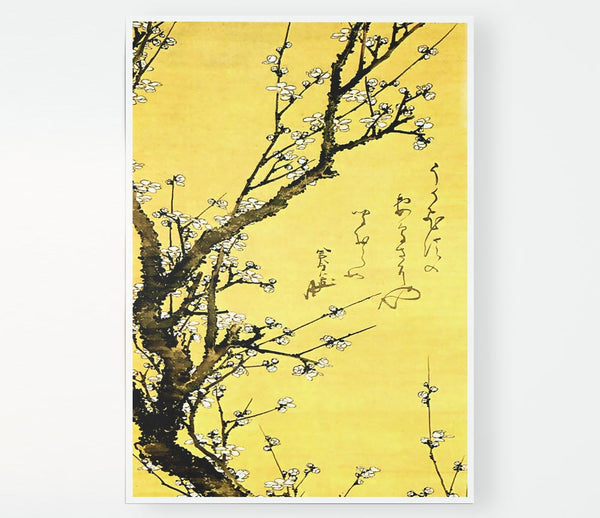 Hokusai Flowering Plum Print Poster Wall Art