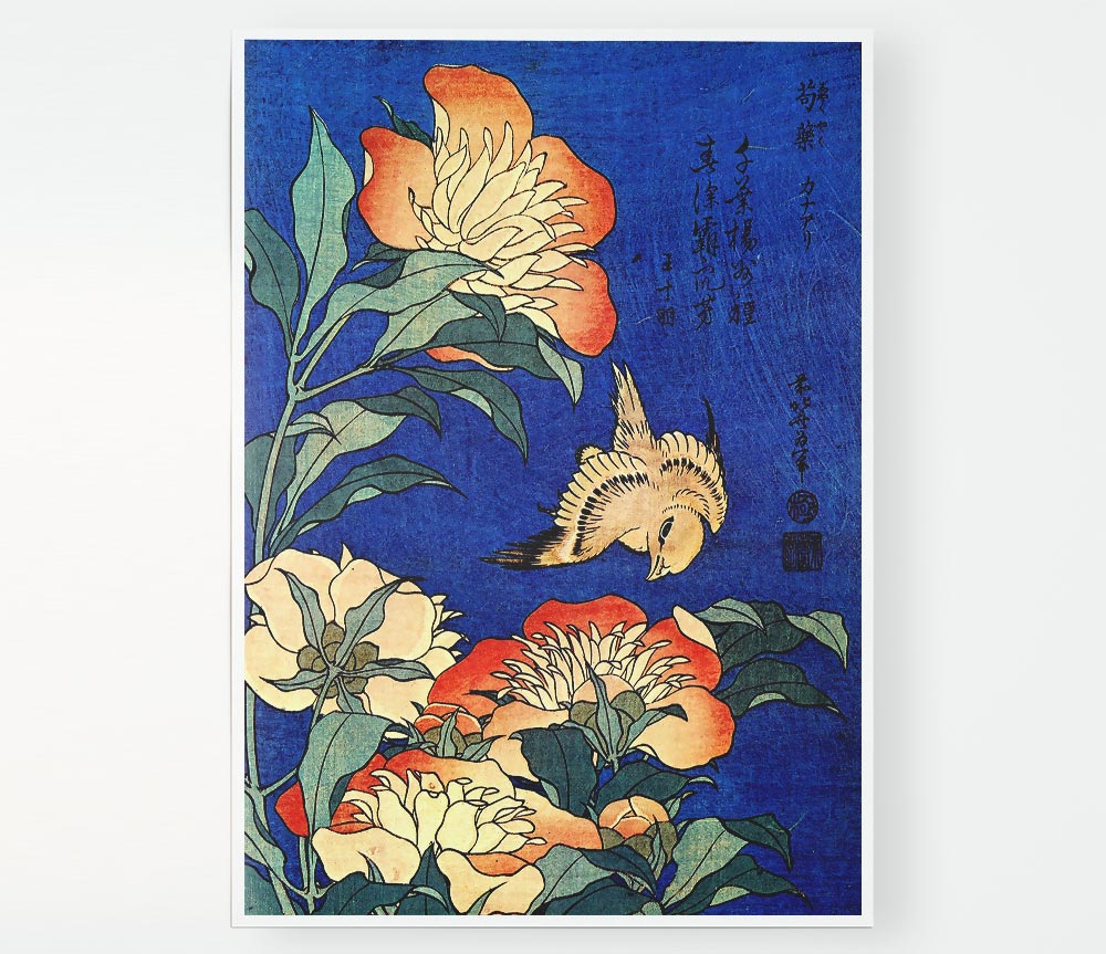 Hokusai Flowers Print Poster Wall Art