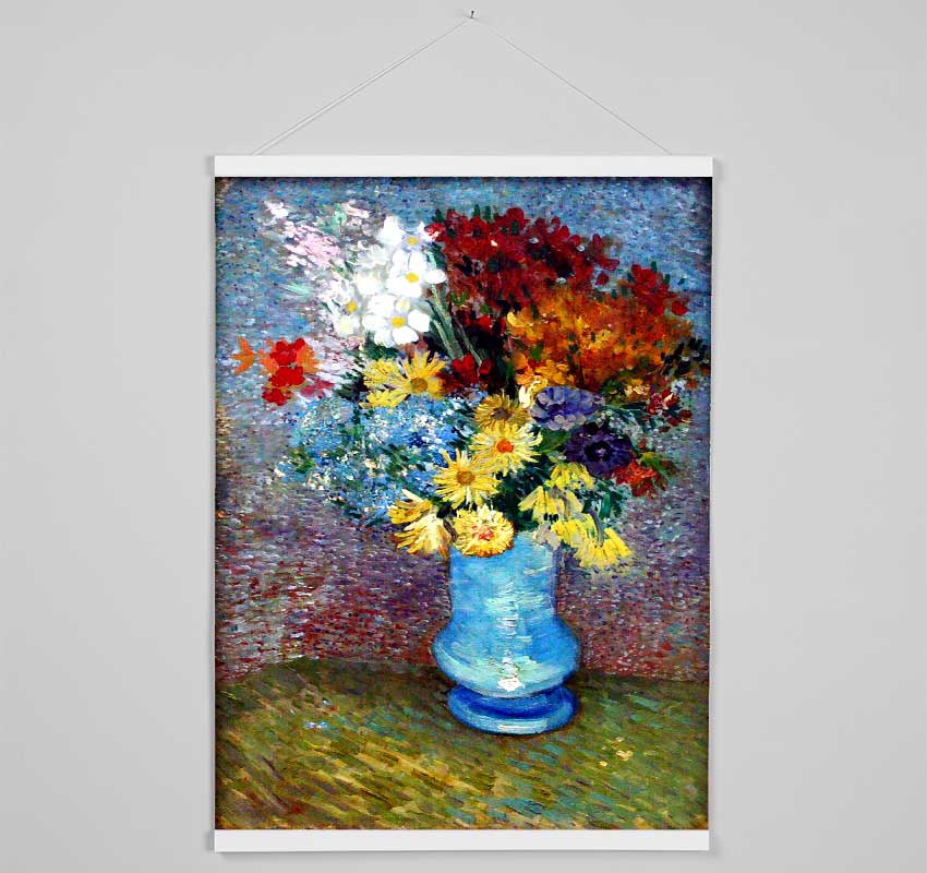 Van Gogh Flowers In A Blue Vase Hanging Poster - Wallart-Direct UK