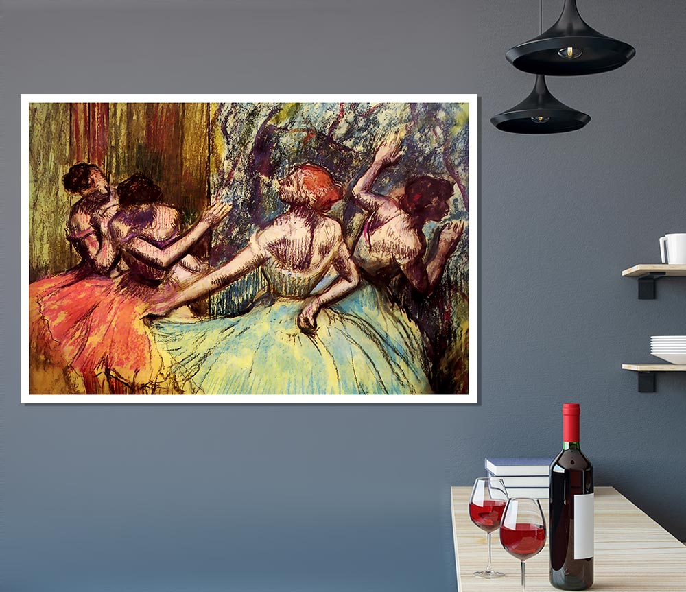 Degas Four Dancers Behind The Scenes Print Poster Wall Art