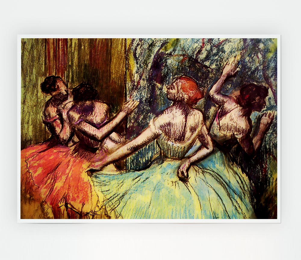 Degas Four Dancers Behind The Scenes Print Poster Wall Art