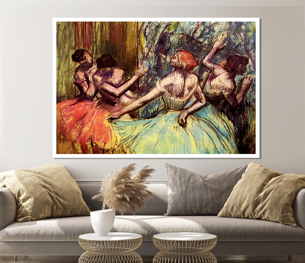 Degas Four Dancers Behind The Scenes Print Poster Wall Art