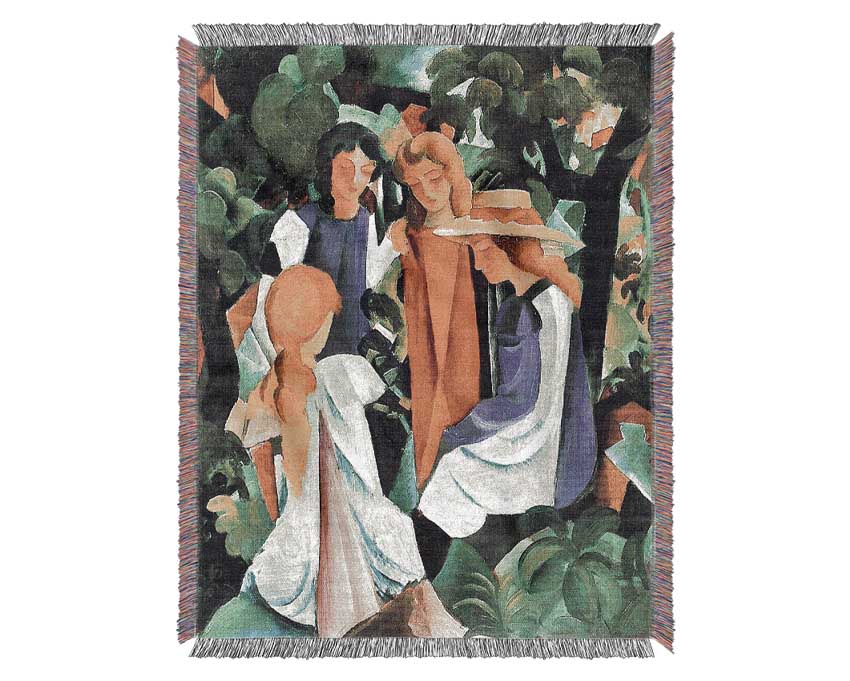 August Macke Four Girls Woven Blanket