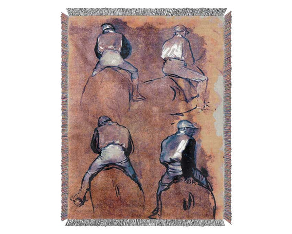 Degas Four Studies Of Jockeys Woven Blanket