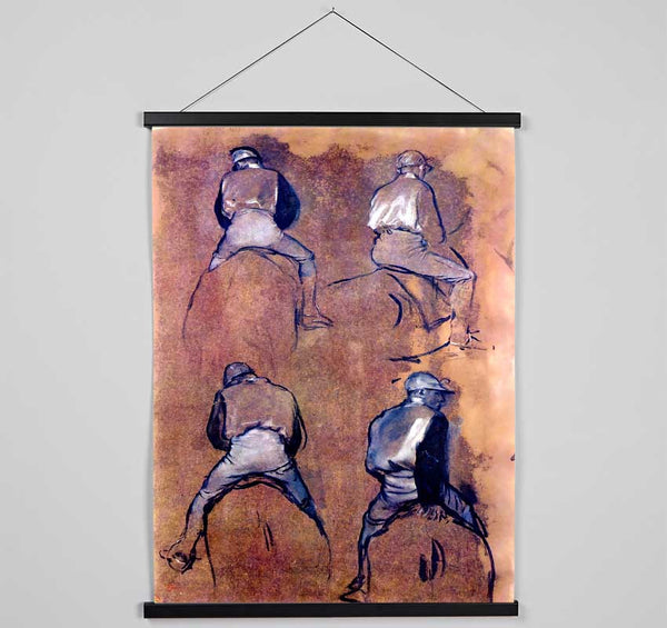 Degas Four Studies Of Jockeys Hanging Poster - Wallart-Direct UK