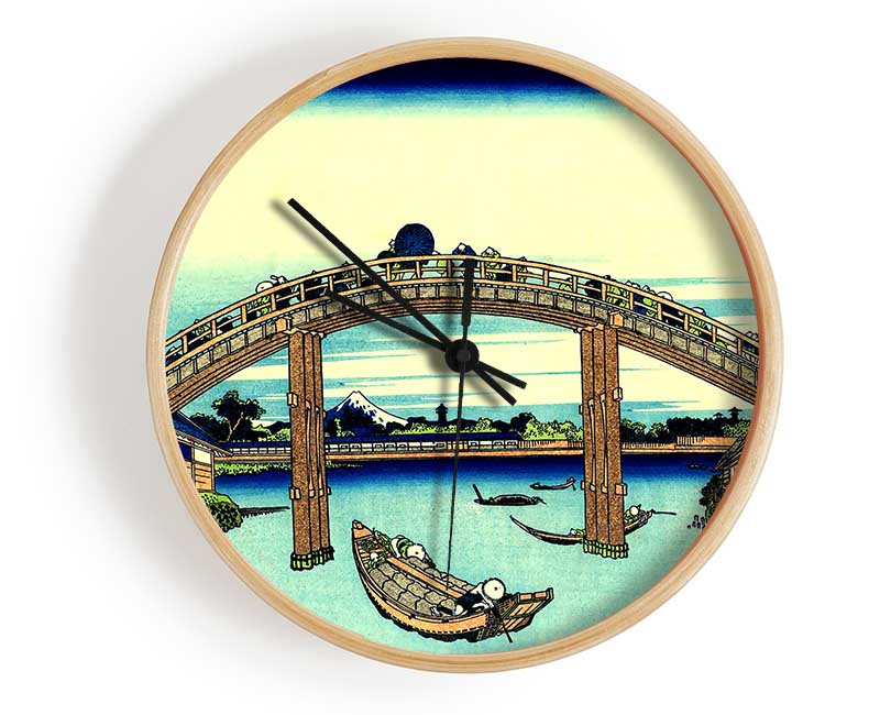 Hokusai Fuji Seen Through The Mannen Bridge Clock - Wallart-Direct UK