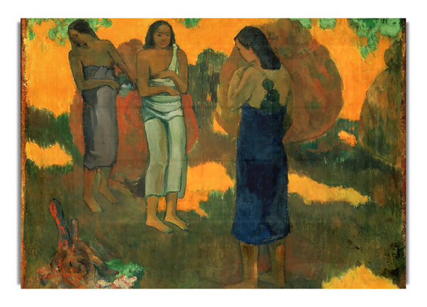 Gauguin Three Tahitain Women Against A Yellow Background