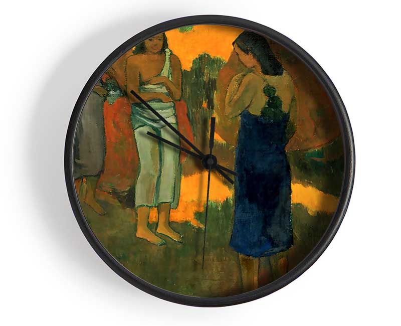 Gauguin Three Tahitain Women Against A Yellow Background Clock - Wallart-Direct UK