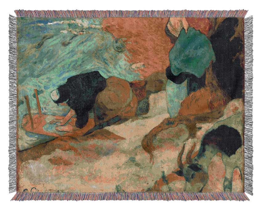 Gauguin Washerwomen In Arles Woven Blanket