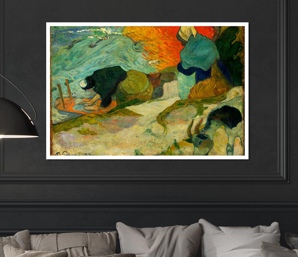 Gauguin Washerwomen In Arles Print Poster Wall Art