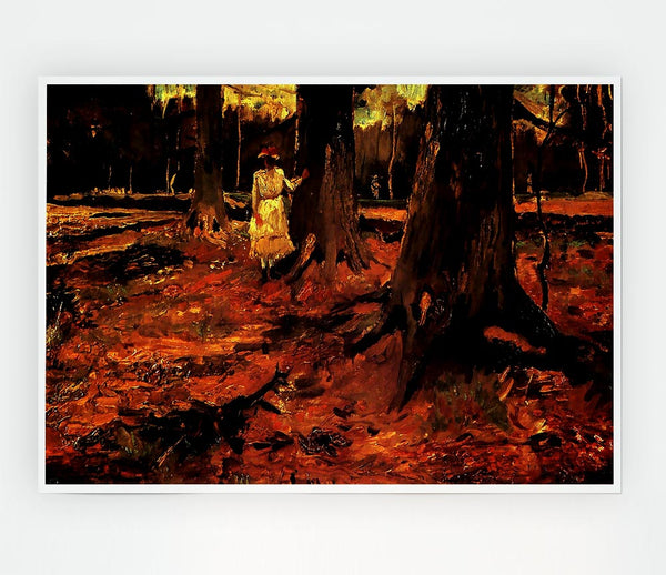 Van Gogh Girl In White In The Woods Print Poster Wall Art