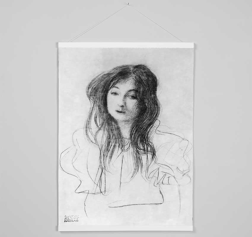 Klimt Girl With Long Hair Hanging Poster - Wallart-Direct UK