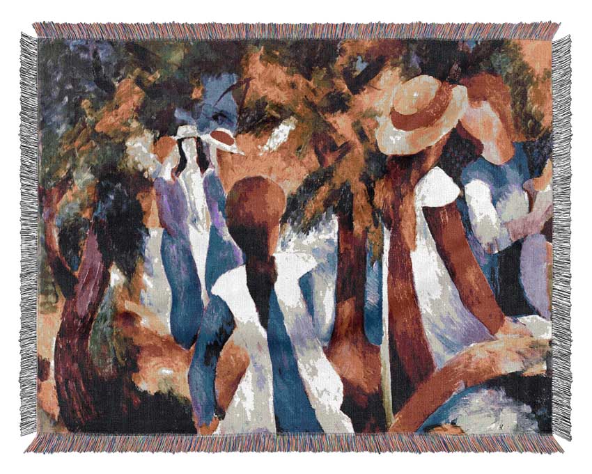 August Macke Girls In The Open Woven Blanket