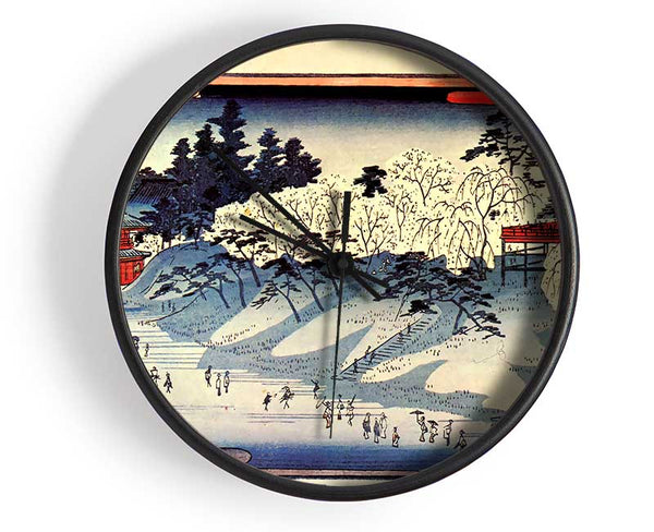 Hiroshige Going To Temple Clock - Wallart-Direct UK