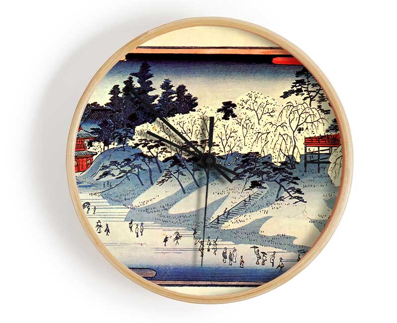 Hiroshige Going To Temple Clock - Wallart-Direct UK