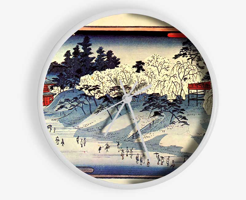 Hiroshige Going To Temple Clock - Wallart-Direct UK