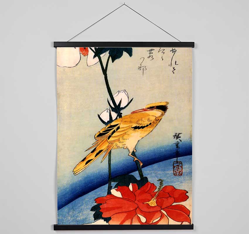 Hiroshige Golden Oriole On A Hibiscus Branch Hanging Poster - Wallart-Direct UK