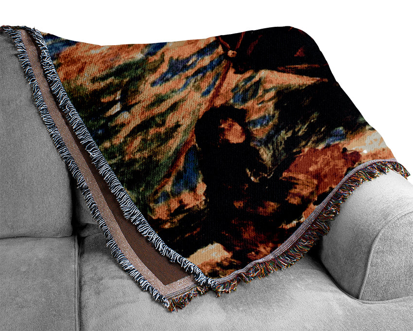 Renoir Gondola On The Canale Grande Woven Blanket