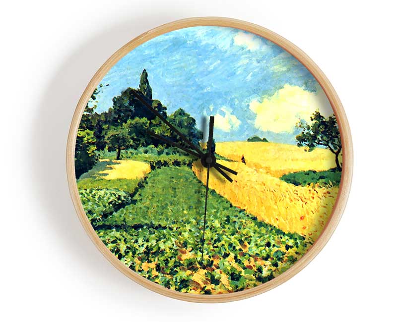 Sisley Grain Fields On The Hills Of Argenteuil Clock - Wallart-Direct UK