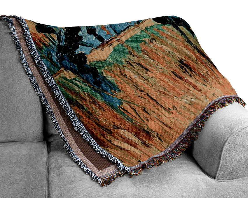 Van Gogh Grazing At Sunset Woven Blanket