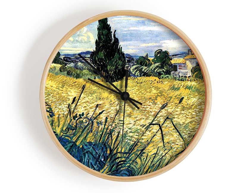 Van Gogh Green Wheat Field With Cypress 2 Clock - Wallart-Direct UK