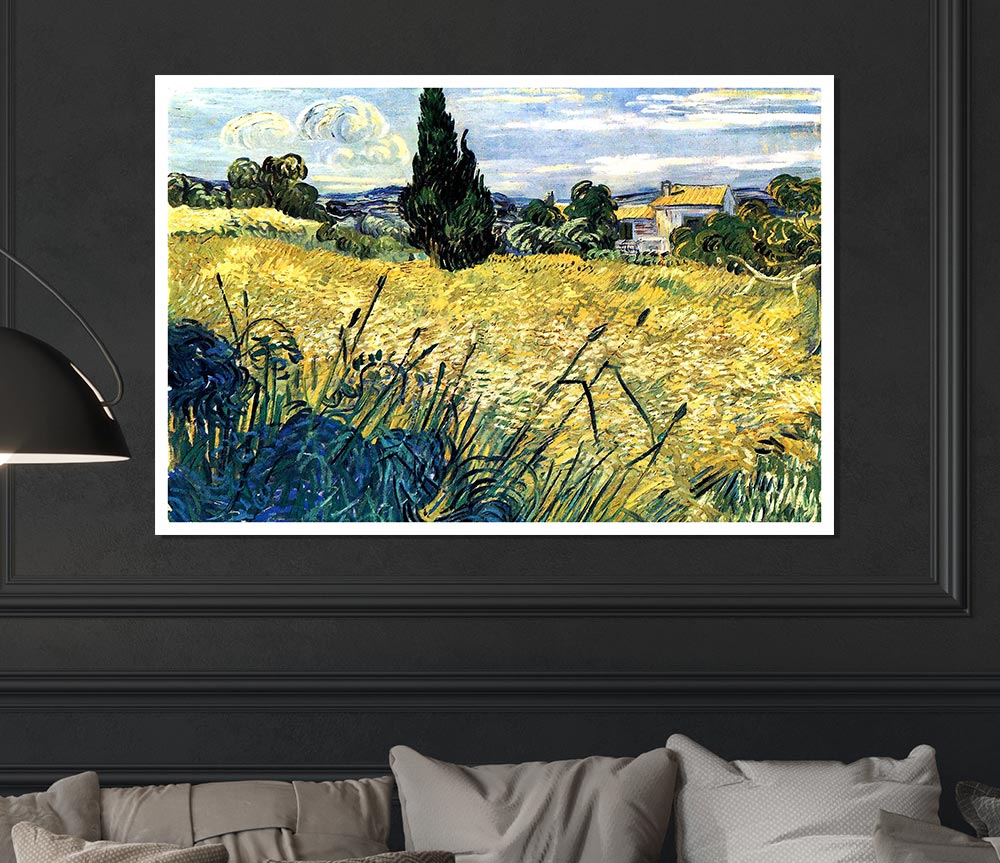 Van Gogh Green Wheat Field With Cypress 2 Print Poster Wall Art