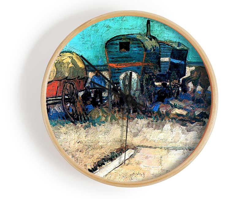 Van Gogh Gypsy Camp With Horse Carriage Clock - Wallart-Direct UK