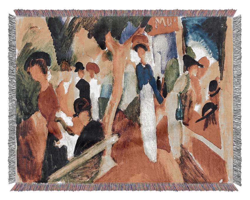 August Macke Hat Shop At The Promenade Woven Blanket