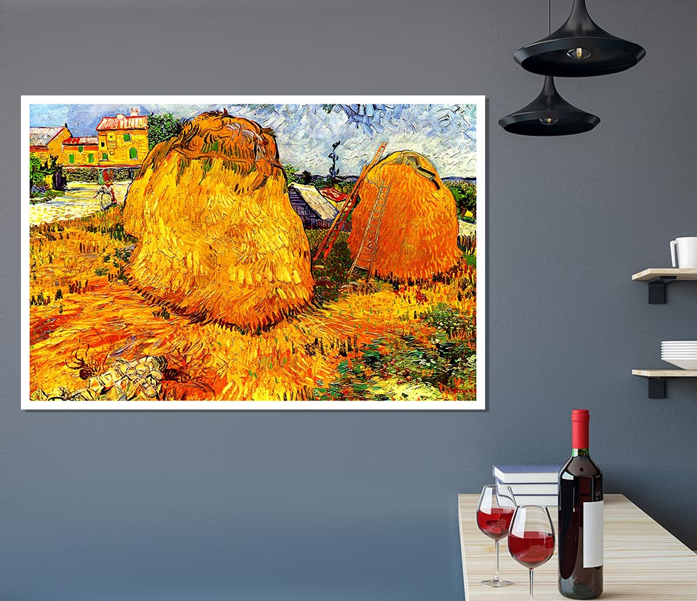 Van Gogh Haystacks In Provence Print Poster Wall Art